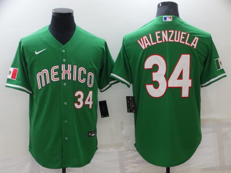 Men 2023 World Cub Mexico #34 Valenzuela Green Nike MLB Jersey->more jerseys->MLB Jersey
